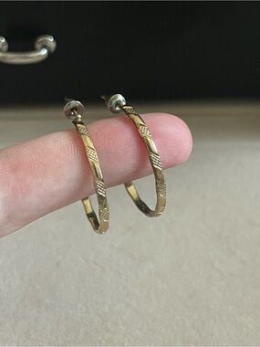 Gold-Tone Textured Hoop Earrings